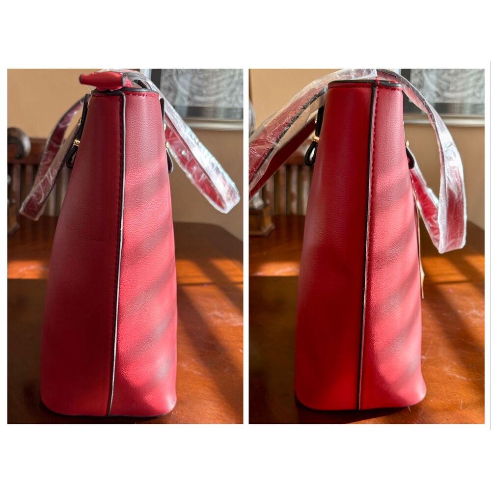 AMY MILLER - NWT - Large Shoulder Tote Bag in Dark Red Faux Leather - Picture 7 of 12